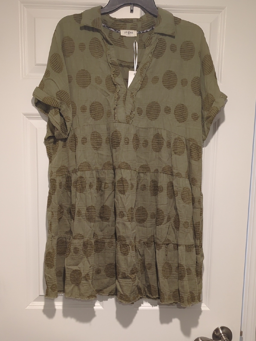 Umgee Sage Green Mini Textured Dress